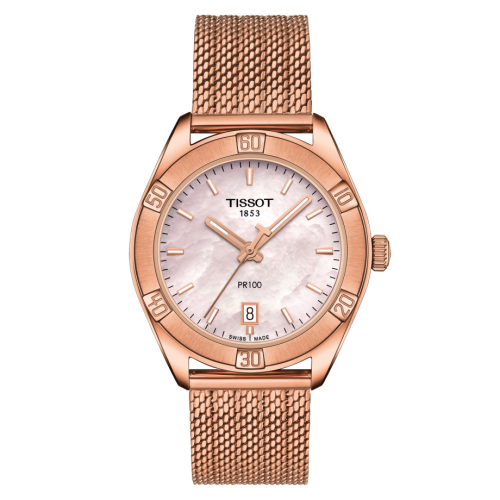 Tissot PR 100 Sport Chic 36 Rose Gold / MOP / Mesh